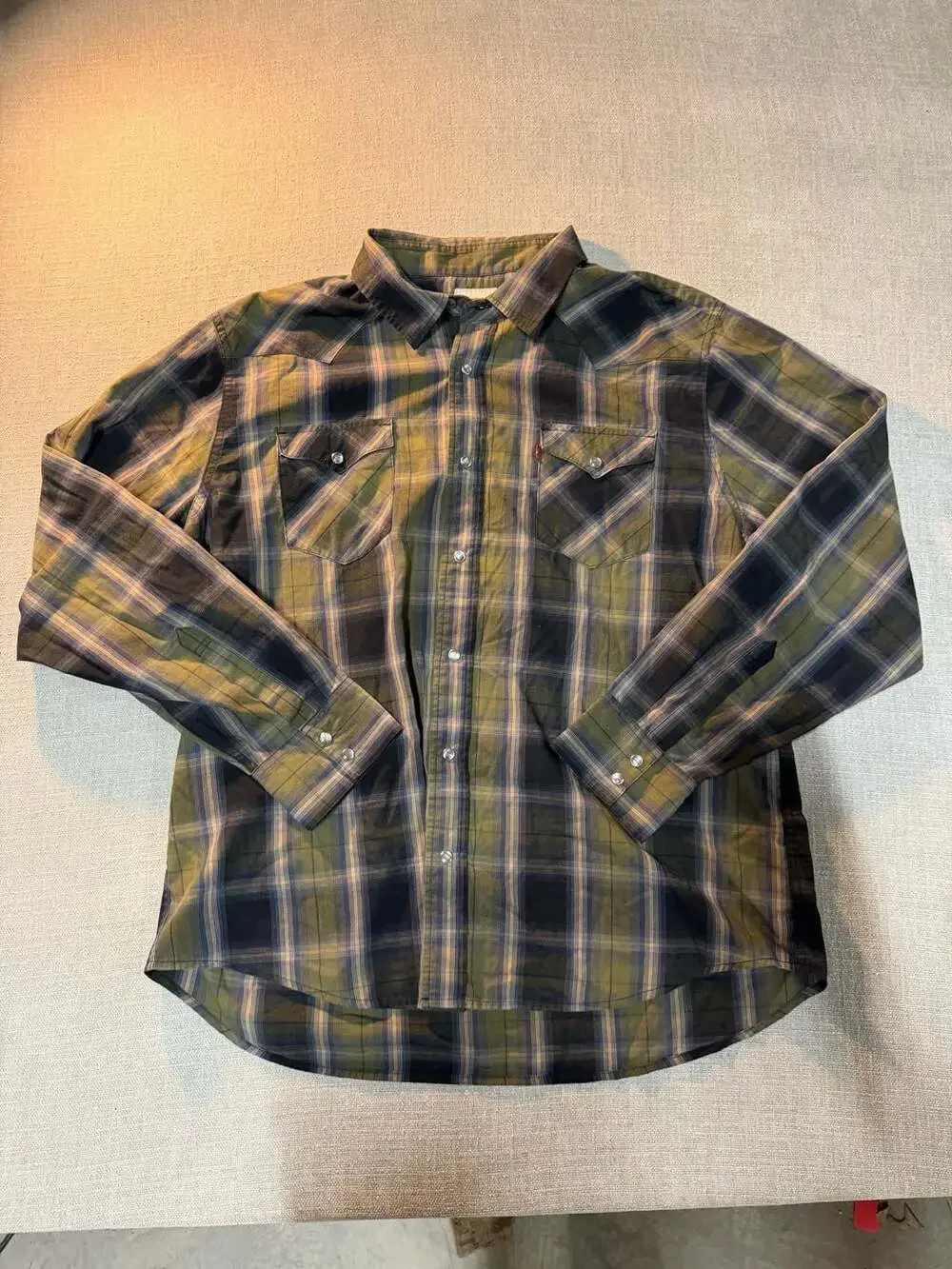 Levi's Men's XXL Long Sleeve Western Pearl Snap Plaid Shirt
